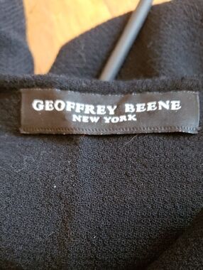 Geoffrey Beene Black Knit Crewneck Dress with tie cords. Shift dress. Vintage.